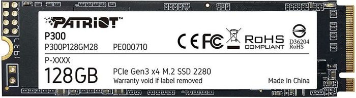 Жесткий диск SSD M.2 128GB Patriot P300 M2 2280 PCIe  R1600/W600Mb/s P300P128GM28 40 TBW