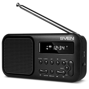 Радиоприемник SVEN SRP-50 / 3W / Bluetooth / LED-экран / Часы / Будильник / Батарея - 500 mAh / Черный