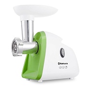 Мясорубка Sakura SA-6418WG (1500 Вт/ реверс/ 2 насадки/ белый)   Мясорубка Sakura SA-6418WG (1500 Вт/ реверс/ 2 насадки/ белый)