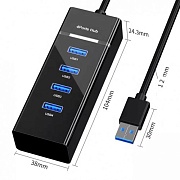 Концентратор KS-is KS-728 1xUSB 3.0 и 3xUSB 2.0 в USB 3.0 USB HUB  Чёрный Концентратор KS-is KS-728 1xUSB 3.0 и 3xUSB 2.0 в USB 3.0 USB HUB Чёрный