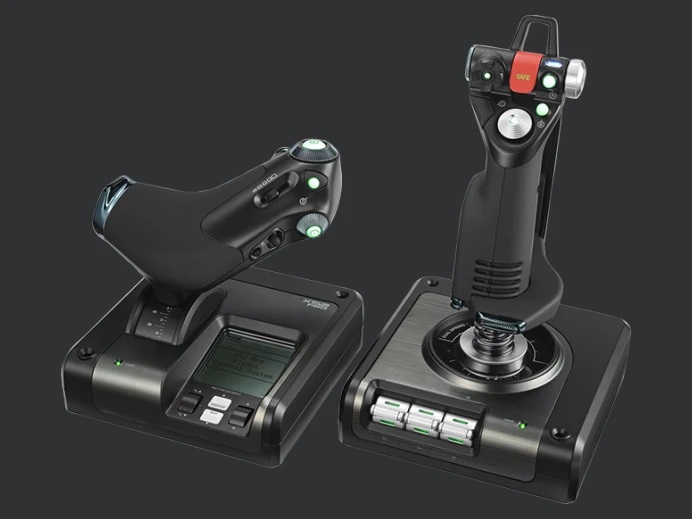 Контроллер для игровых симуляторов Logitech X52 PROFESSIONAL H.O.T.A.S.: джойстик и рычаг управления двигателем (945-000003)