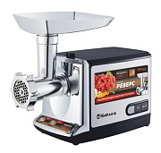 Мясорубка Sakura SA-6419BK (2000 Вт/ 2 кг/мин/ реверс/ металл)   Мясорубка Sakura SA-6419BK (2000 Вт/ 2 кг/мин/ реверс/ металл)