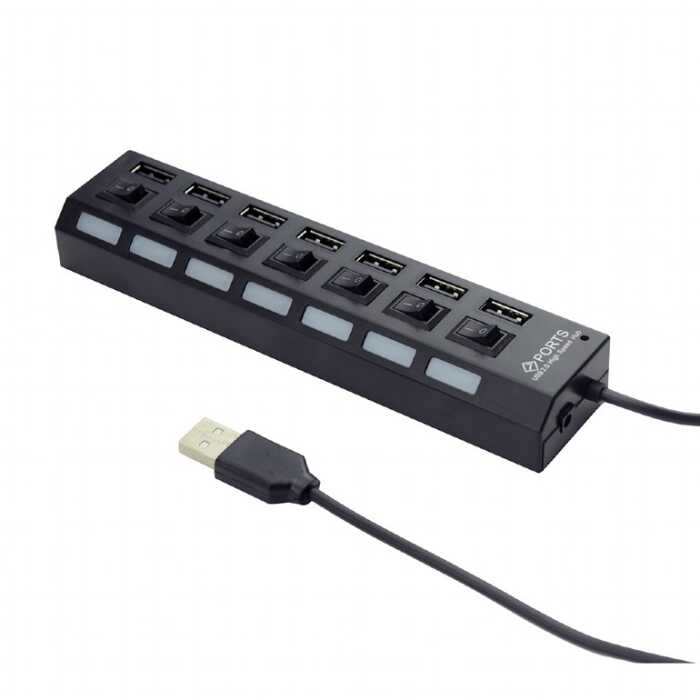 Концентратор GEMBIRD UHB-U3P7P-01 USB 3.0 hub, 7 ports, black color 