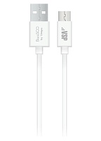 Кабель Borasco micro-USB - USB, 1 метр, белый  Белый Кабель Borasco micro-USB - USB, 1 метр, белый Белый