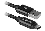 Кабель Defender USB09-03T PRO USB Type-C - USB, плетеный, 1 метр, черный  Чёрный Кабель Defender USB09-03T PRO USB Type-C - USB, плетеный, 1 метр, черный Чёрный