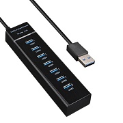 Концентратор KS-is KS-568 7xUSB 2.0 в USB 3.0 БП в комплекте USB HUB  Чёрный Концентратор KS-is KS-568 7xUSB 2.0 в USB 3.0 БП в комплекте USB HUB Чёрный