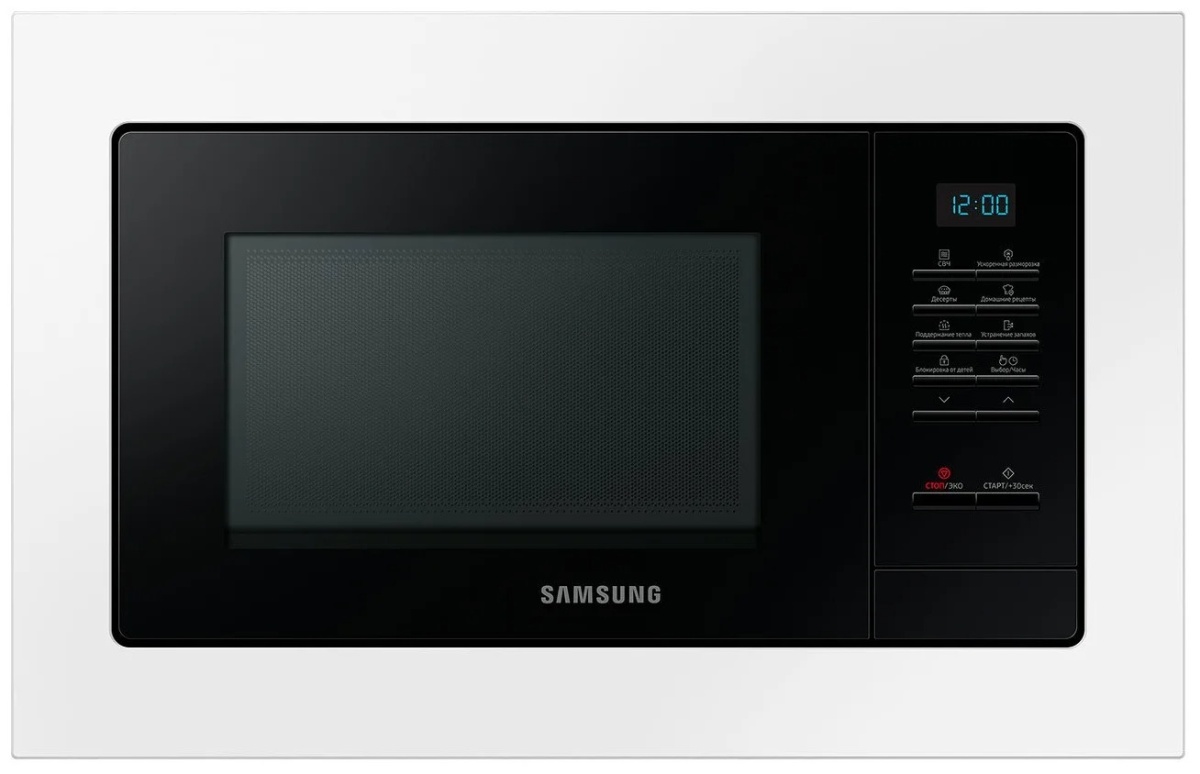 Микроволновая печь встраиваемая Samsung MS20A7013AL (20л / белый/черный / 850Вт)
