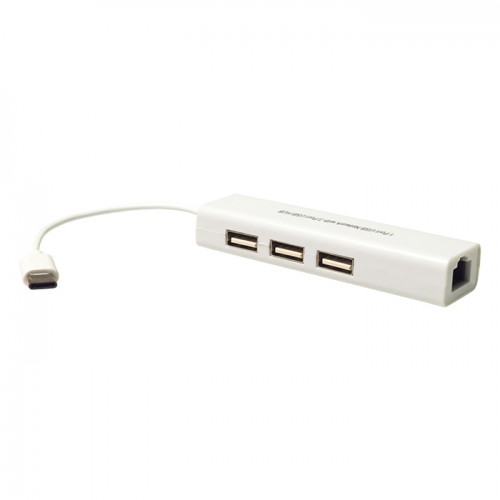 Сетевой адаптер USB KS-is KS-339 с хабом USB-Type C на 3 порта 2.0-RJ45 10/100 Мбит/сек