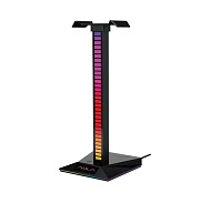 Подставка для наушников Aula F65 LED USB хаб: 1* USB-C 2.0, 3,5 мм AUX (аудио+микрофон), USB-A 2.0  Чёрный Подставка для наушников Aula F65 LED USB хаб: 1* USB-C 2.0, 3,5 мм AUX (аудио+микрофон), USB-A 2.0 Чёрный