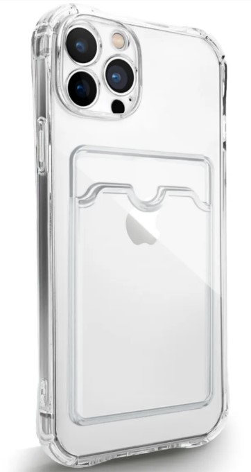 Чехол-накладка Card case для Apple iPhone 14 Pro Max с карманом для карты, прозрачный