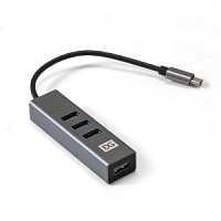 Концентратор ExeGate DUB-4TC USB Type C --> 4xUSB3.0, корпус алюминиевый, серебристый
