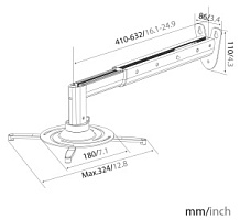 Кронштейн для проектора Cactus CS-VM-PR05BL-AL серебристый макс.22кг настенный поворот и наклон