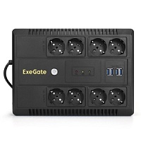 ИБП Exegate NEO NNB-800.LED.AVR.8SH.CH <800VA/480W, LED, AVR, 8*Schuko, 4*USB-порта для зарядки, Black EX293854RUS