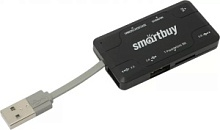 Картридер + USB HUB Smartbuy 750, 3xUSB 2.0 - SD/microSD/MS, черный