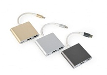 Мультимедийный разветвитель Gembird A-CM-HDMIF-02-SV USB type C to 1xUSB3.0 1xUSB Type-C 1xHDMI Silver