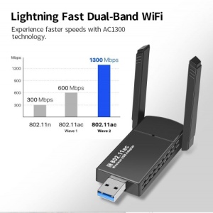 Беспроводной USB 3.0 адаптер Wi-Fi KS-is KS-530 AC1300 Двухдиапазонный Wi-Fi 4 шт лот 490 мгц с высоким коэффициентом усиления uhf антенна cdsenet tx490 xp 100 490 дби мгц sma мужская присоска антенна с магнитным основанием