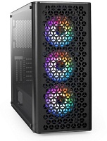 DSP Корпус Miditower ExeGate EVO-9202 (ATX, без БП, с окном, 1*USB+1*USB3.0, аудио, черный, 3 вент. 12см с RGB подсветкой)