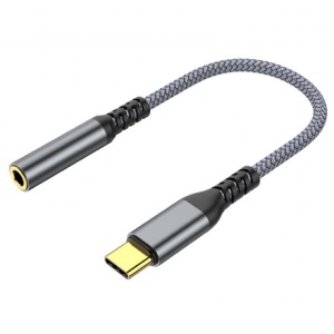 цена Адаптер-переходник премиум KS-is USB-C в AUX (KS-392P) USB-C папа/Jack3.5 мама, серебристый, длина - 0.12 метров