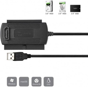 Адаптер SATA/PATA/IDE USB 2.0 с внешним питанием KS-is (KS-461) сетевой адаптер usb ks is ks 312 usb 3 0 rj45 10 100 1000 мбит сек