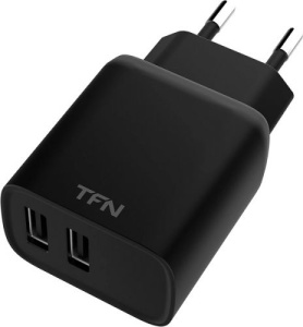 Сетевое зарядное устройство TFN WCRPD12W2UBK (2 USB/2.4A/12W/черное) сетевое зарядное устройство tfn rapid 2usb 2 4a 12w white tfn wcrpd12w2uwh