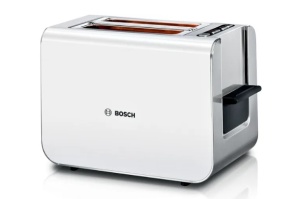 Тостер Bosch TAT8611 (860 Вт/ тостов - 2/ подогрев, размораживание, решетка для подогрева булочек, поддон для крошек/ белый) тостер bosch tat 4p420 4p424 4p429 красный