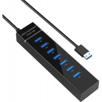 Концентратор KS-is KS-569 1xUSB 3.0, 6xUSB 2.0 в USB 3.0 БП в комплекте USB HUB Чёрный