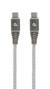 Кабель GEMBIRD USB Type-C - USB Type-C, плетеный, 1.5 метра, серебристо-белый (CC-USB2B-CMCM100-1.5M) кабель type c type c поддержка pd 2м серый нейлоновый