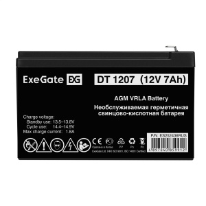 Батарея 12V/ 7,0Ah ExeGate DT 1207, клеммы F1 ES252436RUS батарея exegate 12v 5ah exs1250 es255175rus
