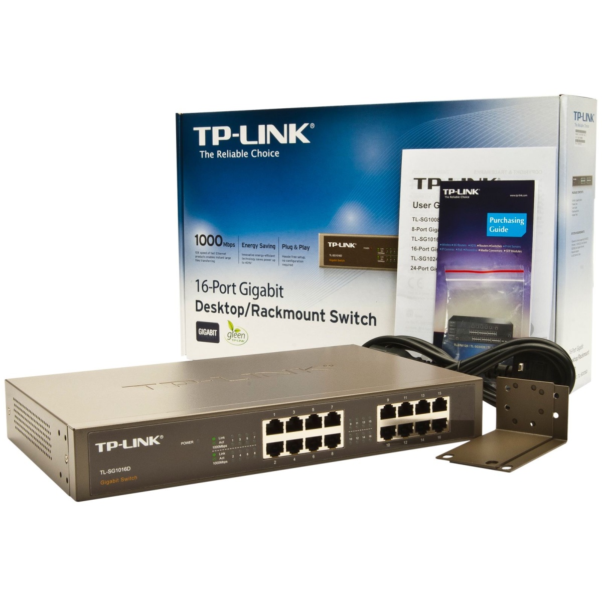 Коммутатор TP-LINK TL-SG1016D 16-портовый гигабитный настольный/монтируемый в стойку коммутатор