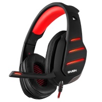 Наушники с микрофоном SVEN AP-U997MV USB LED 7.1 black/red Чёрный