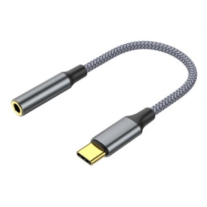 цена Адаптер-переходник KS-is USB-C в AUX (KS-392) USB-C папа/Jack3.5 мама, серебристый, длина - 0.12 метров