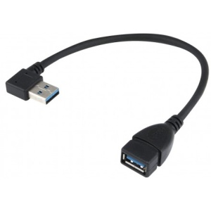 Кабель USB 3.0 AM - USB 3.0 AF KS-is (KS-402O) левый, вилка (угловая)-розетка, скорость передачи до 5 Гбит/с, длина - 0,15 метров цена и фото