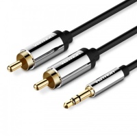 Кабель аудио Vention (3.5mm Jack M - 2xRCA M) длина 3м. черный Чёрный