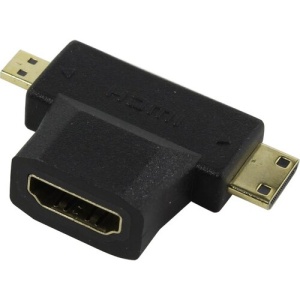 Переходник HDMI F - microHDMI M /miniHDMI M KS-is (KS-361), вилка-розетка, разрешение до 4K Ultra HD фотографии