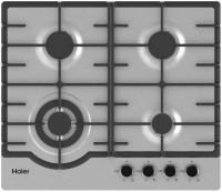 Поверхность газовая Haier HHX-M64RFX (Нерж. сталь / чугун. решетки / 4 конфорки (1,75/1,0/1,75/3,8 кВт) / WOK / газконтроль) Нержавеющая сталь