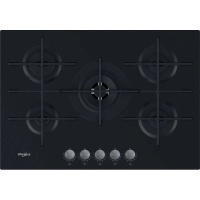 Поверхность газовая Whirlpool AKWL 728/NB (Чёрная / Стеклокерамика / 5 конфорки / Чугунные решетки / Электроподжиг / Газ контроль) Чёрный