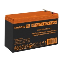 Батарея 12V/ 7,5Ah ExeGate HR 12-7.5 1228W, клеммы F2 Срок службы 8 лет EX285638RUS