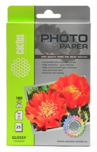 Фотобумага Cactus CS-GA618025 10x15/180г/м2/25л./белый глянцевое для струйной печати салфетки пачка баксов 25 листов