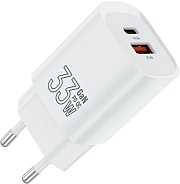 Сетевое зарядное устройство TFN GaN WC-33-2105-WH (USB+USB Type-C/3A/33W/быстрая зарядка QC+PD/белый)