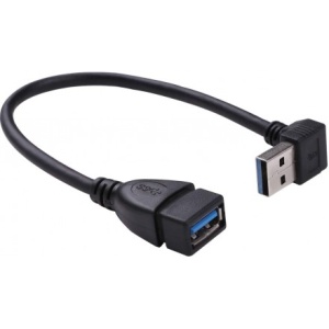Кабель USB 3.0 AF - USB 3.0 AM KS-is (KS-401O) левый, розетка-вилка (угловая), скорость передачи до 5 Гбит/с, длина - 0,15 метров
