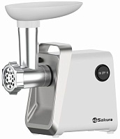 DSP Мясорубка Sakura SA-6431W (1600 Вт/ реверс/ 2 насадки/ белый)