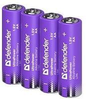 Батарейки BL4 Defender UltraPower LR6 алкалиновая LR6-4BL AA, в блистере 4 шт. BL4 (цена за 4 шт.)