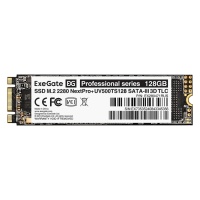 Жесткий диск SSD M.2 128GB ExeGate NextPro+ 2280 UV500TS128 558/497MB/s  SATA III/ EX280471RUS 50TBW