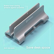 Подставка для ноутбука ONKRON DN-02 15,8" вертикальная, металлическая, пассивное охлаждение  Серебристый Подставка для ноутбука ONKRON DN-02 15,8" вертикальная, металлическая, пассивное охлаждение Серебристый