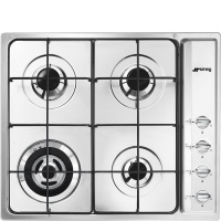 Поверхность газовая Smeg SR64S (Нерж.сталь / 4 конфорки / Эмалированные решетки / Электроподжиг / Газ контроль) Нержавеющая сталь