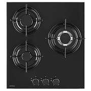 Поверхность газовая KRONA CORTESIA 45 BL (Узкая, 45 см / Чёрный / 3 конфорки / (1,75/1,0/3,8 WOK) кВт / закаленное стекло / эмаль. реш.)