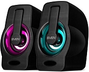 Колонки 2.0 SVEN 255 / 6W / Питание - USB / RGB подсветка / Чёрный / корпус - пластик