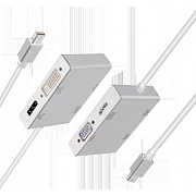 Переходник miniDisplayport -  DP/HDMI/DVI/VGA F  KS-is (KS-781), адаптер переходник 4-в-1 , длина - 0.2 метра