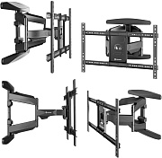 Кронштейн для ТВ ONKRON M6L-B чёрный, для 40"-75", наклон 8°, поворот 140°, нагрузка до 45,5 кг, расстояние до стены 54-500 мм