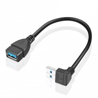 Кабель USB 3.0 AF - USB 3.0 AM KS-is (KS-401) правый, розетка-вилка (угловая), скорость передачи до 5 Гбит/с, длина - 0,15 метров Чёрный